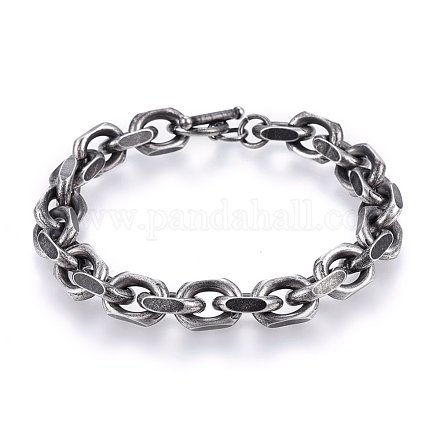 Bracelets chaîne en acier inoxydable rétro 304 BJEW-L631-27AS-1