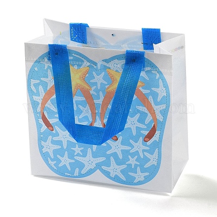 Summer Beach Theme Printed Flip Flops Non-Woven Reusable Folding Gift Bags with Handle ABAG-F009-E04-1