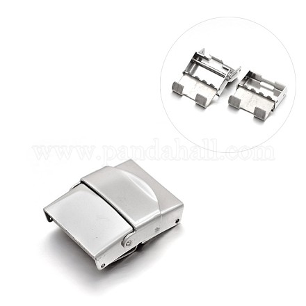Rectangle 304 Stainless Steel Watch Band Clasps STAS-N076-11-1