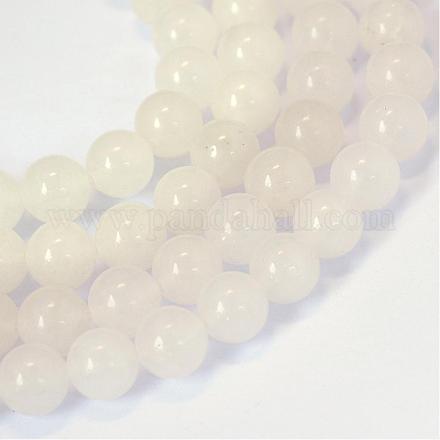 Chapelets de perle ronde en jade blanc naturel G-E334-6mm-13-1
