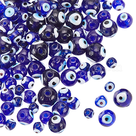 NBEADS 120 Pcs Glass Evil Eye Beads LAMP-NB0001-68-1