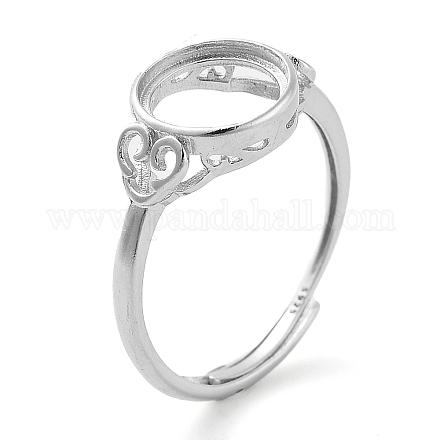 Flacher runder verstellbarer 925 Sterling Silber Ring Komponenten&nbsp;STER-G042-10P-1