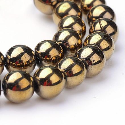 Non-magnetic Synthetic Hematite Beads Strands G-S096-12mm-8-1