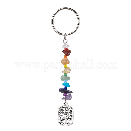 Porte-clés pendentif en alliage de style tibétain arbre de vie KEYC-JKC00689-04-1