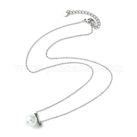Collar con colgante de perlas de concha natural AJEW-Z025-04P-1