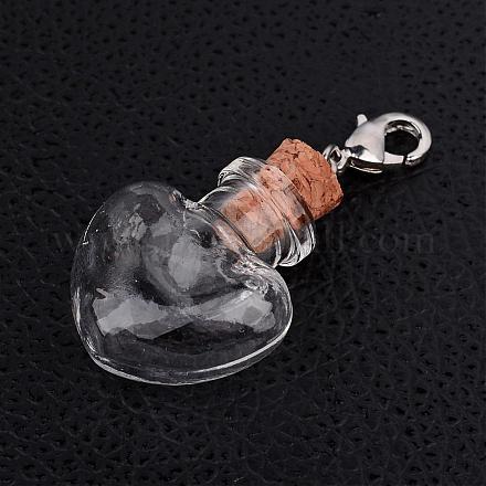 Coeur verre souhaitant pendentifs bouteille HJEW-JM00186-03-1