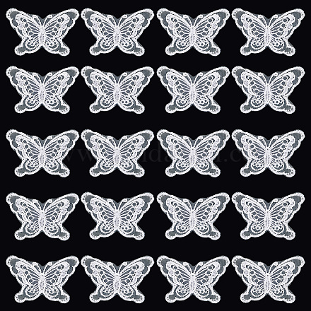 Accessoires d'ornement de couture de broderie de dentelle de polyester de forme de papillon DIY-WH0401-39A-1