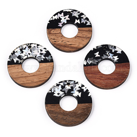 Ciondoli in resina opaca e legno di noce RESI-N039-63B-1