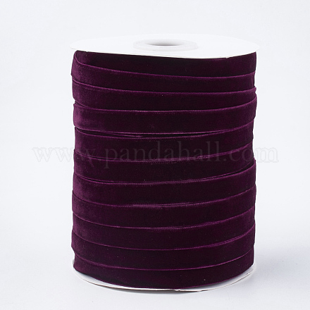 シングルフェイスベルベットリボン  赤ミディアム紫  3/8インチ（9.5~10mm）  約50ヤード/ロール（45.72メートル/ロール） SRIB-T004-01-05-1