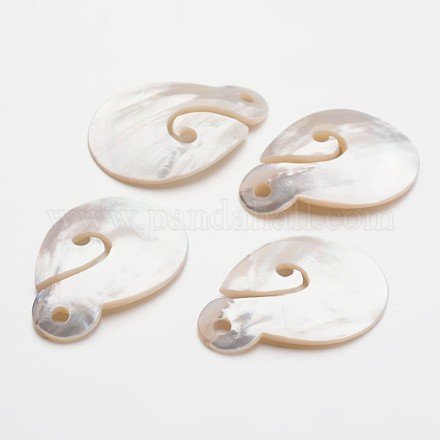 Colgantes de concha de nácar de concha blanca natural SHEL-L003-09B-1