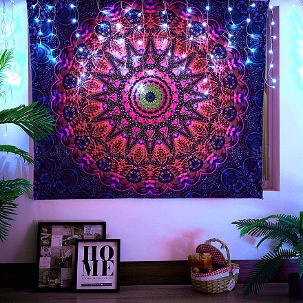 Black Light Boho Mandala Wall Tapestry JX154F-1