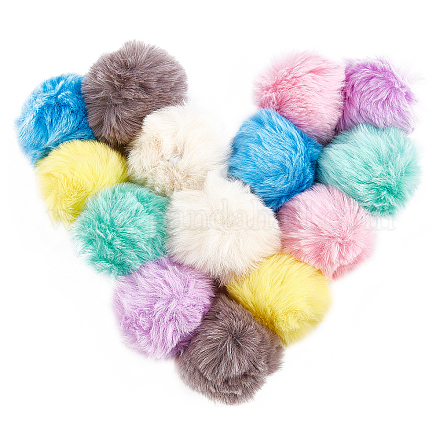 SUPERFINDINGS 14pcs 7 colors Faux Fur Pom Pom Balls?Handmade Faux Rabbit Fur Pom Pom Ball Covered Pendants for Hats Keychains Scarves Gloves Bags Accessories 55?74mm WOVE-FH0001-01-1