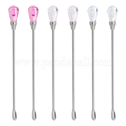UNICRAFTALE 6Pcs 3 Colors Sealing Wax Mixing Sticks 103mm Stainless Steel Sealing Stamp Stirring Rod Acrylic Crystal Head Wax Seal Stamp Sticks for Sealing Stamp Dissolve Wax STAS-UN0040-05-1