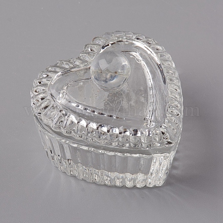 Plato de vidrio de arte de uñas de corazón X-MRMJ-WH0060-12-1
