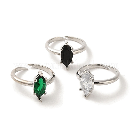 Реечное покрытие латунь микро паве кубический цирконий регулируемые кольца RJEW-H228-03P-1