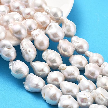 Нити натуральных бусин с ядровым жемчугом PEAR-B004-15C-03C-1