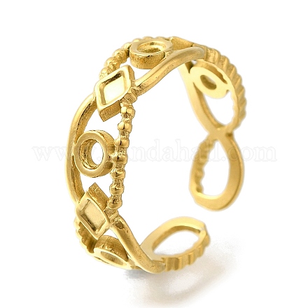 Ионное покрытие (ip) 304 нержавеющая сталь открытые манжетные кольца компоненты RJEW-U017-04G-1