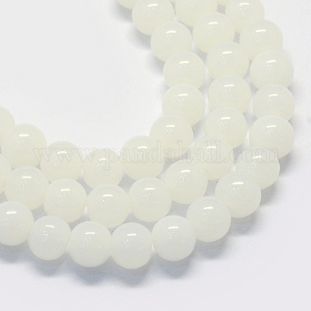 Chapelets de perles rondes en verre imitation jade peint DGLA-Q021-10mm-01-1