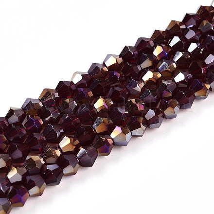 Прозрачные стеклянные бусины гальваническим пряди EGLA-A039-T4mm-B30-1