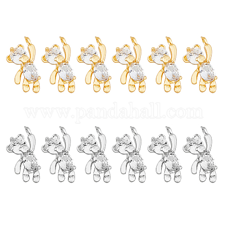 12шт 2 цвета латунные микро проложить кубический цирконий шармы KK-HY0003-13-1