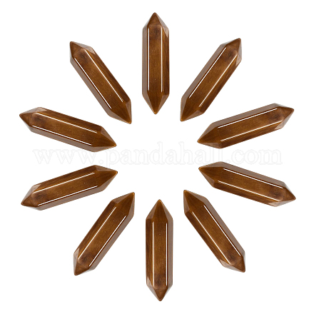 SUNNYCLUE 1 Box 10Pcs Tiger Eye Point Crystal Hexagonal Quartz Healing Chakra Faceted Gemstone Pointed Bullet Stones Wands Carved for Jewelry Making DIY Necklace Riki Balancing Meditation G-SC0001-63-1