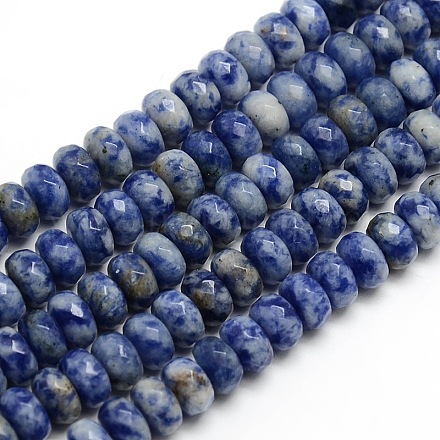 Facettierten natürlichen blauen Fleck Jaspis Rondelle Perlenstränge G-M065-8mm-06-1