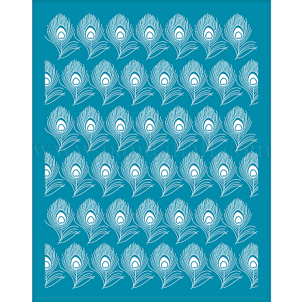 Olycraft 4x5 pollice stencil di argilla modello di piume di pavone stencil non adesivo serigrafia stencil riutilizzabili maglia lavabile stencil di trasferimento per orecchini di argilla polimerica creazione di gioielli DIY-WH0341-053-1