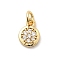 Brass Micro Pave Cubic Zirconia Pendants, Round Charms, Rack Plating, Long-Lasting Plated, Lead Free & Cadmium Free, with Jump Ring, Real 18K Gold Plated, 8x6x1.5mm, Hole: 2.5mm