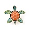 Alloy Enamel Brooches, Sea Animals Theme, Turtle, 30.5x33.5mm