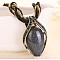 Bohemian Style Teardrop Zinc Alloy & Resin & Glass Seed Beaded Pendant Necklaces, Black, 17.72 inch(45cm)