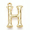 304 Stainless Steel Pendants, Letter Charms, Letter H, 22.5x14x3mm, Hole: 1.6mm