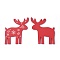 Poplar Wood Pendants, Dyed, Christmas Reindeer/Stag, Red, 69x63x3mm, Hole: 2.5mm