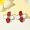 Alloy Enamel Stud Earrings, Flower, Golden, FireBrick, 25x23mm