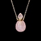 Natural Rose Quartz Perfume Bottle Pendant Necklace, Aromatherapy Essential Oil Bottle Necklace with Stainless Steel Chain Finding, 24.02 inch(61cm)