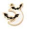 Halloween 304 Stainless Steel Enamel Pendants, Golden, Bat, 14x14x1mm, Hole: 1.2mm