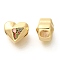 Rack Plating Brass Enamel Beads, Cadmium Free & Lead Free, Long-Lasting Plated, Heart, Real 18K Gold Plated, 8.5x10x7mm, Hole: 3mm
