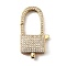 Brass Clear Cubic Zirconia Lobster Claw Clasps, Rectangle, Real 18K Gold Plated, 37x19.5x6.5mm, Hole: 4.5x2mm
