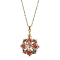 Christmas Theme Flower Glass Seed Beads & Rhinestone Pendant Necklaces, 304 Stainless Steel Cable Chain Necklaces for Women, Golden, 17.72 inch(45cm)