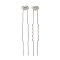 Brass Hair Fork Findings, Long-Lasting Plated, Rack Plating, Stainless Steel Color, 76x12mm