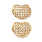 Brass Micro Pave Cubic Zirconia Beads, Heart Charms, Rack Plating, Long-Lasting Plated, Cadmium Free & Lead Free, Real 18K Gold Plated, 8.5x10.5x6mm, Hole: 3x2mm