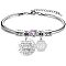 Birthday 201 Stainless Steel Charm Bracelets, Snake Chain Bracelets for Women, Hexagon & Heart & Oval, Stainless Steel Color, 3 inch(7.5cm)