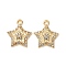 Alloy Pendants with Rhinestone, Star, Golden, 20.5x17.5x3.5mm, Hole: 1.8mm