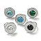 304 Stainless Steel Open Cuff Rings, Synthetic Malachite & Turquoise Flat Round Finger Rings for Women Men, Stainless Steel Color, Adjustable