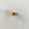 Square Alloy Resin Finger Rings, Golden, Cyan, US Size 7(17.3mm)