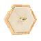 Hexagon Wooden Single Necklace Displays Stands, Tabletop Pendant Necklace Display Holder, with Cornsilk Velvet and Iron Hooks, Cornsilk, 9.85x11.3x1.9cm