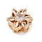 Rack Plating Brass Micro Pave Cubic Zirconia Beads, with Glass, Long-Lasting Plated, Lead Free & Cadmium Free, Flower, Golden, 10x12x7mm, Hole: 1.8mm
