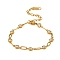 304 Stainless Steel Pave Clear Cubic Zirconia Link Chain Bracelets for Women, Real 18K Gold Plated, Flat Round, 5.91 inch(15cm)
