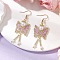 Butterfly Faceted Bicone Glass Beads Snowflake Dangle Earrings, with Alloy Spacer Beads & Brass Ball Head Pins & Eco-Friendly Dyed Glass Pearl Round Bead & 304 Stainless Steel Hook Earrings, Golden, Violet, 62x22mm
