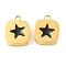 Ion Plating(IP) Rack Plating 316L Surgical Stainless Steel Charms, Nickel Free, with Enamel, Square with Star Charm, Real 18K Gold Plated, 11x8.5x3.5mm, Hole: 1.4mm