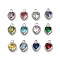 304 Stainless Steel Rhinestone Pendants, Heart, Mixed Color, Platinum, 8x6x3mm, Hole: 1.5mm